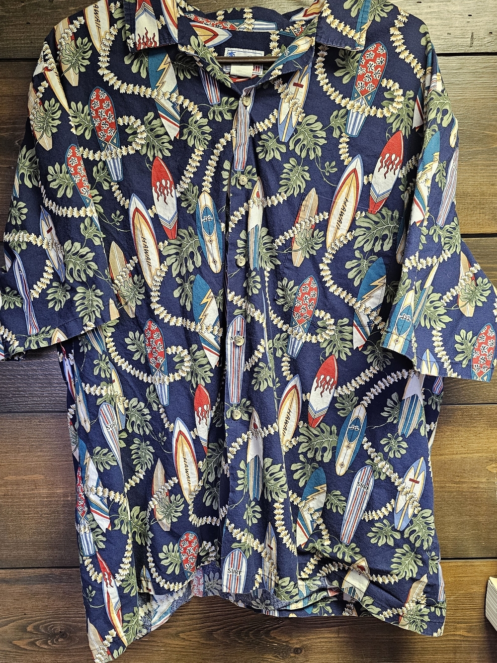 Vintage Mens Surfboard Hawaiian Tourist Button Front Short Sleeve 3xl Lei